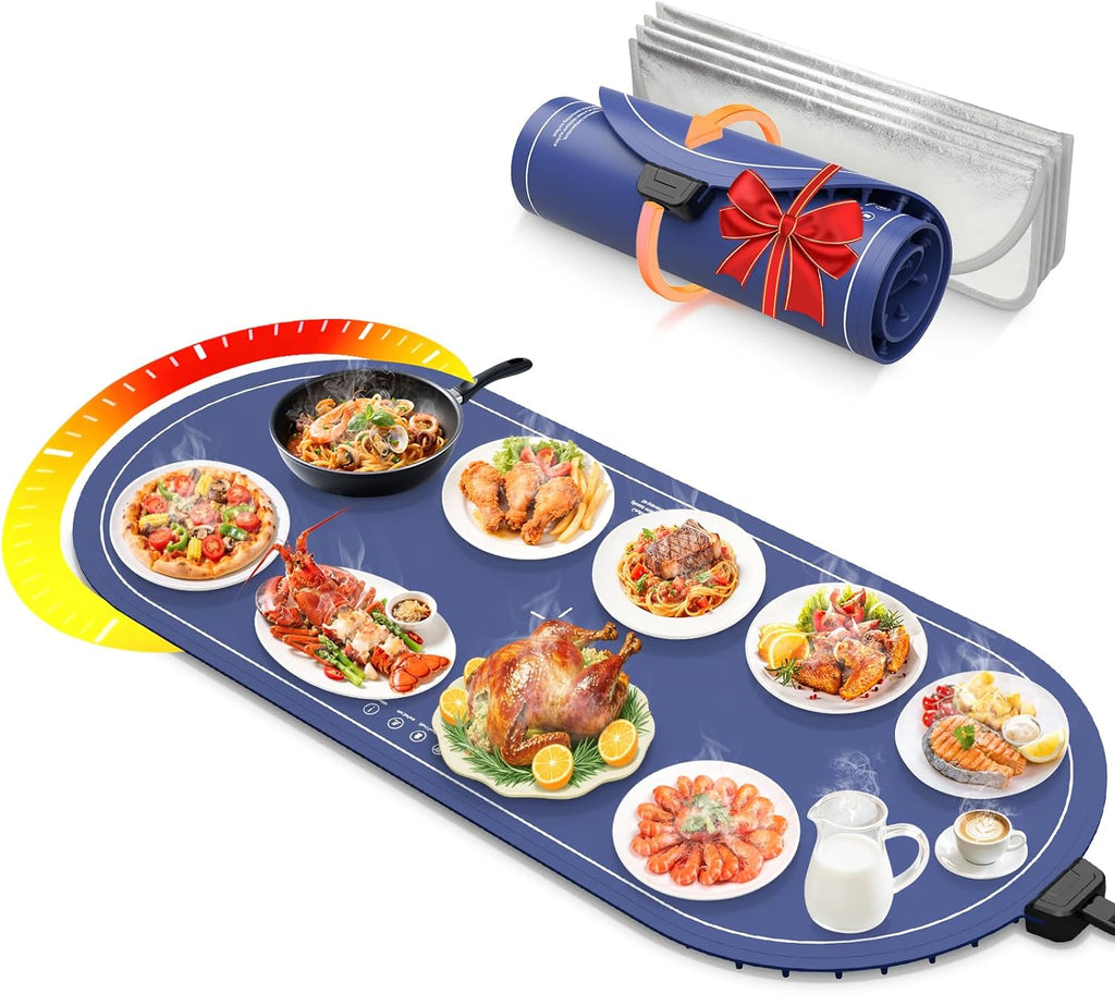 Food Warming Mat for Countertop,Extra Large Silicone Mat,Light Gray