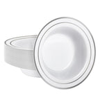50 Pack Plastic Bowls with Gold Rim