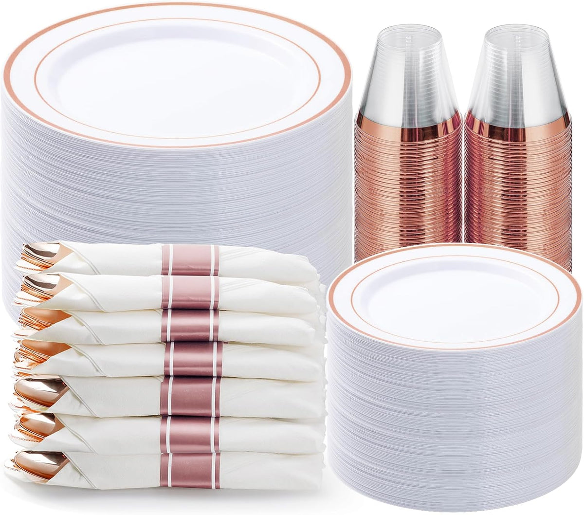 350 Piece Black Gold Dinnerware Set for 50 Guests