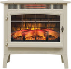 Freestanding Electric Fireplace Stove Heater with 3D Flame Effect for 1,000 Sq. Ft. Room, Cream