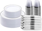 350 Piece Black Gold Dinnerware Set for 50 Guests