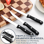 49 Piece Stainless Steel Silverware Set with Steak Knives - 8 Person Silverware Set with Organizer, Include Knives, Forks & Spoons Flatware Set for Apartment & Restaurant