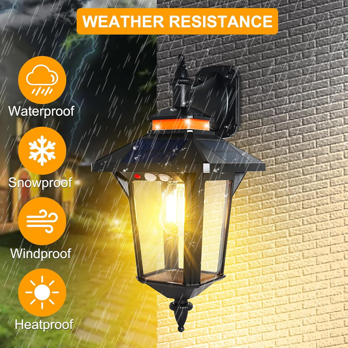 2 Pack Solar Wall Lantern Lights Outdoor with 3 Modes, Motion Sensor