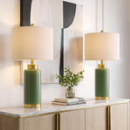 25'' Ceramic Table Lamps Set of 2 for Bedroom Living Room Green