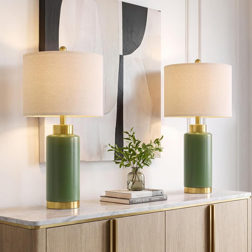 25'' Ceramic Table Lamps Set of 2 for Bedroom Living Room Green