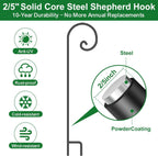 Shepherd Hook 48 Inch 2 Pack No Assembly Required 2/5 Inch Heavy Duty Solid Metal Hanging Pole for Outdoor Garden Plant,Bird Feeder,Lanterns,Wedding Decor,Plant Baskets Wind Chimes