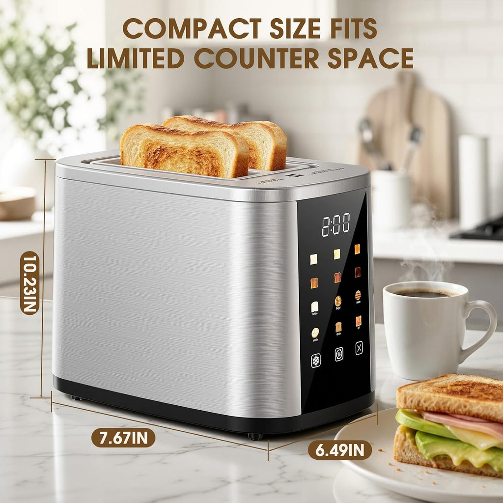 2 Slice Toaster, 1.5" Wide Slots, 7.2" Touchscreen