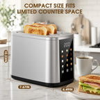 2 Slice Toaster, 1.5" Wide Slots, 7.2" Touchscreen