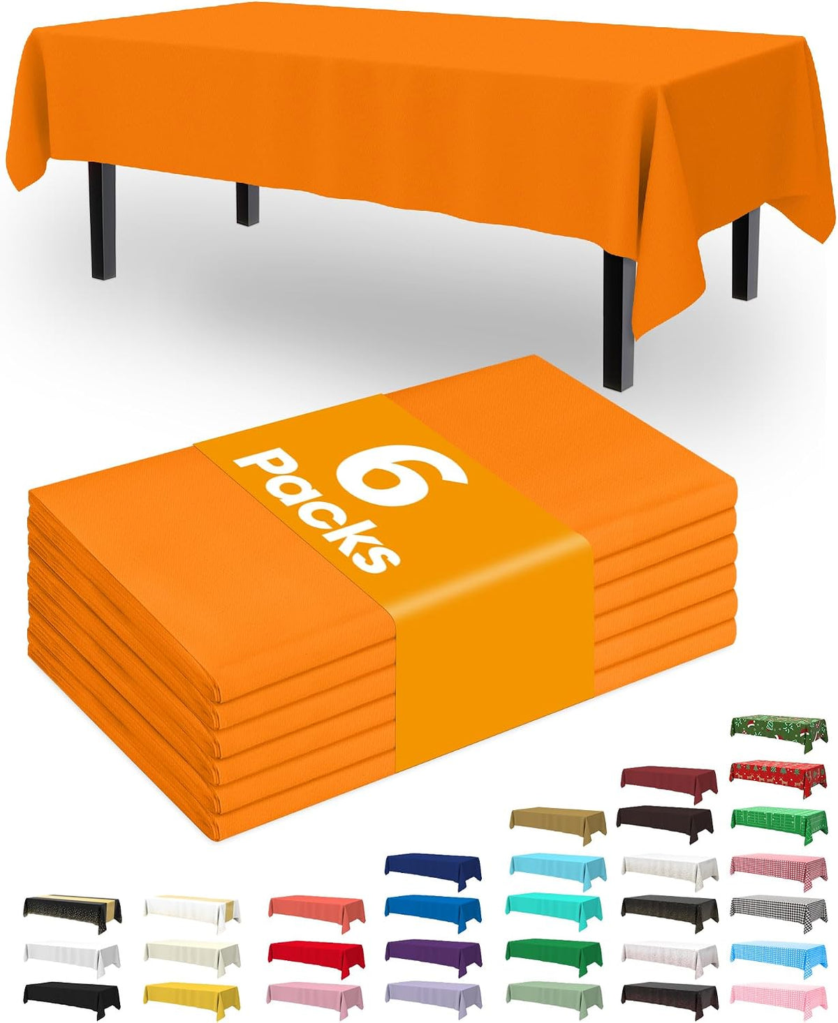 Thanksgiving Tablecloths 6 Pack, 54 X 108 Inch, Pumpkin Harvest