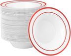 50 Pack Plastic Bowls with Gold Rim