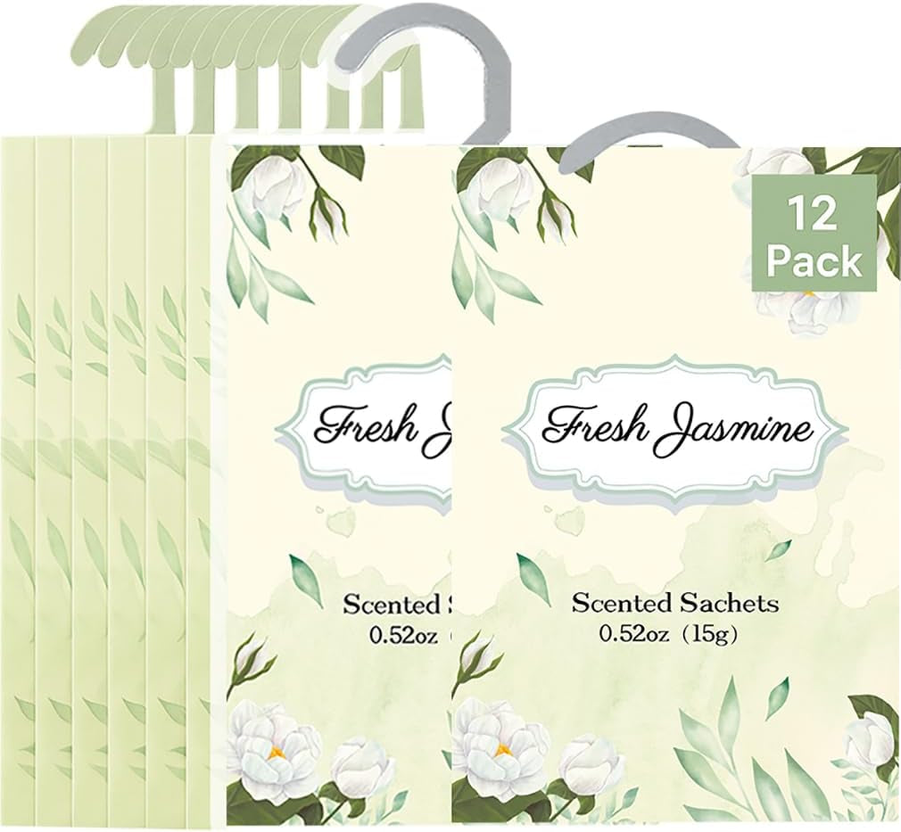 Closet Air Freshener with Hanging Retractable Hook, 12 Fresh Linen Sachets