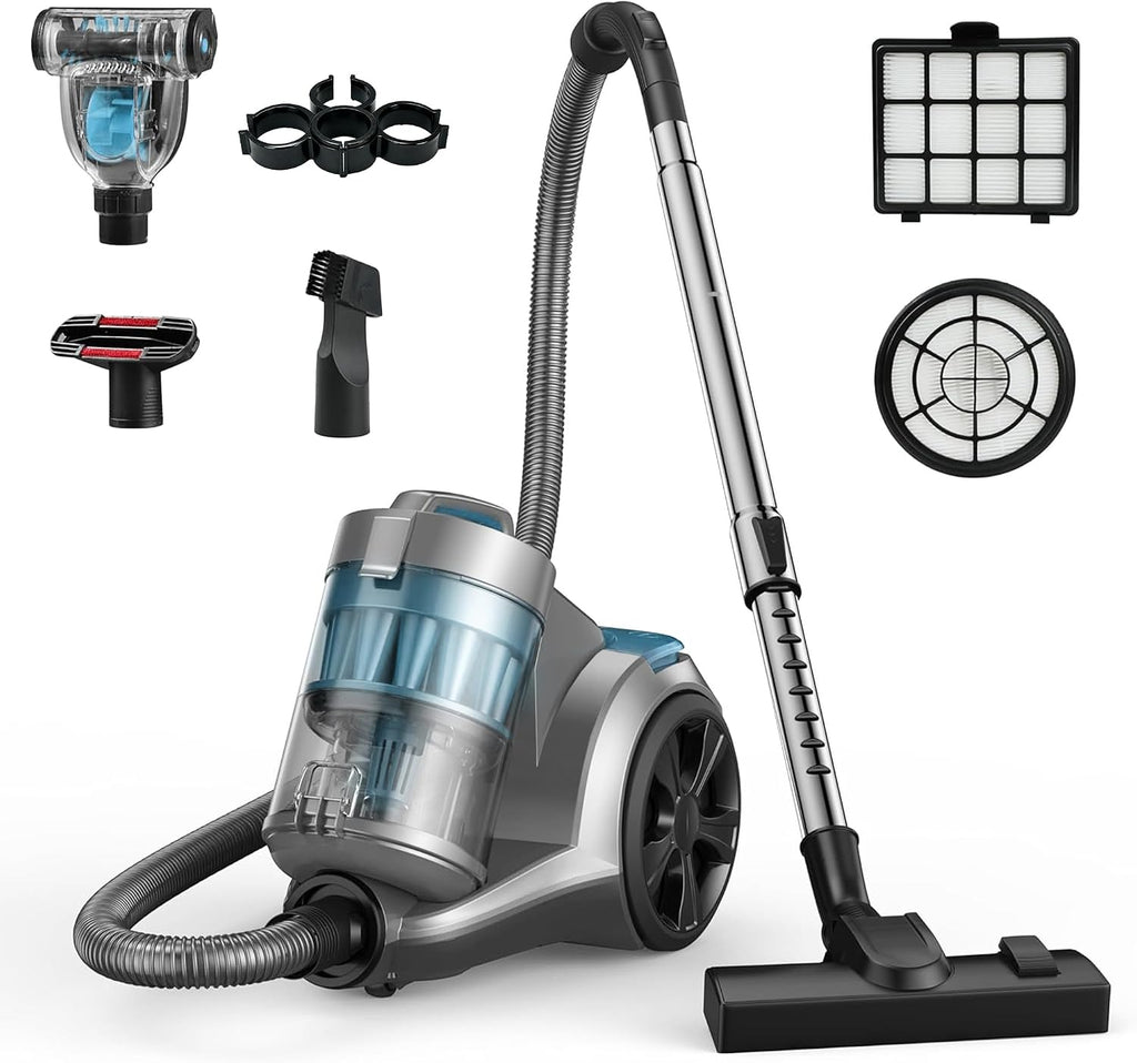1700W Canister Vacuum, 45Kpa Bagless Vacuum Cleaner for Home