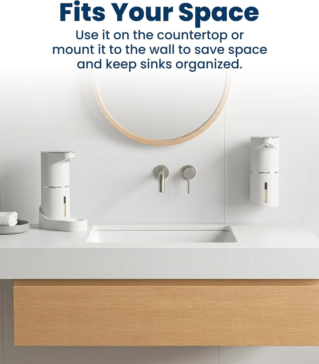 Automatic Soap Dispenser - Touchless Wall Mounted No Drip Lotion, Hand Soap, Shower Gel, Dish Soaps Dispenser, 3 Level Output Motion Sensor for Bathroom & Kitchen Use (350Ml/12 Oz)