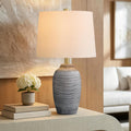 24.5" Ceramic Rustic Lamp for Living Room with Pre-Attached Shade