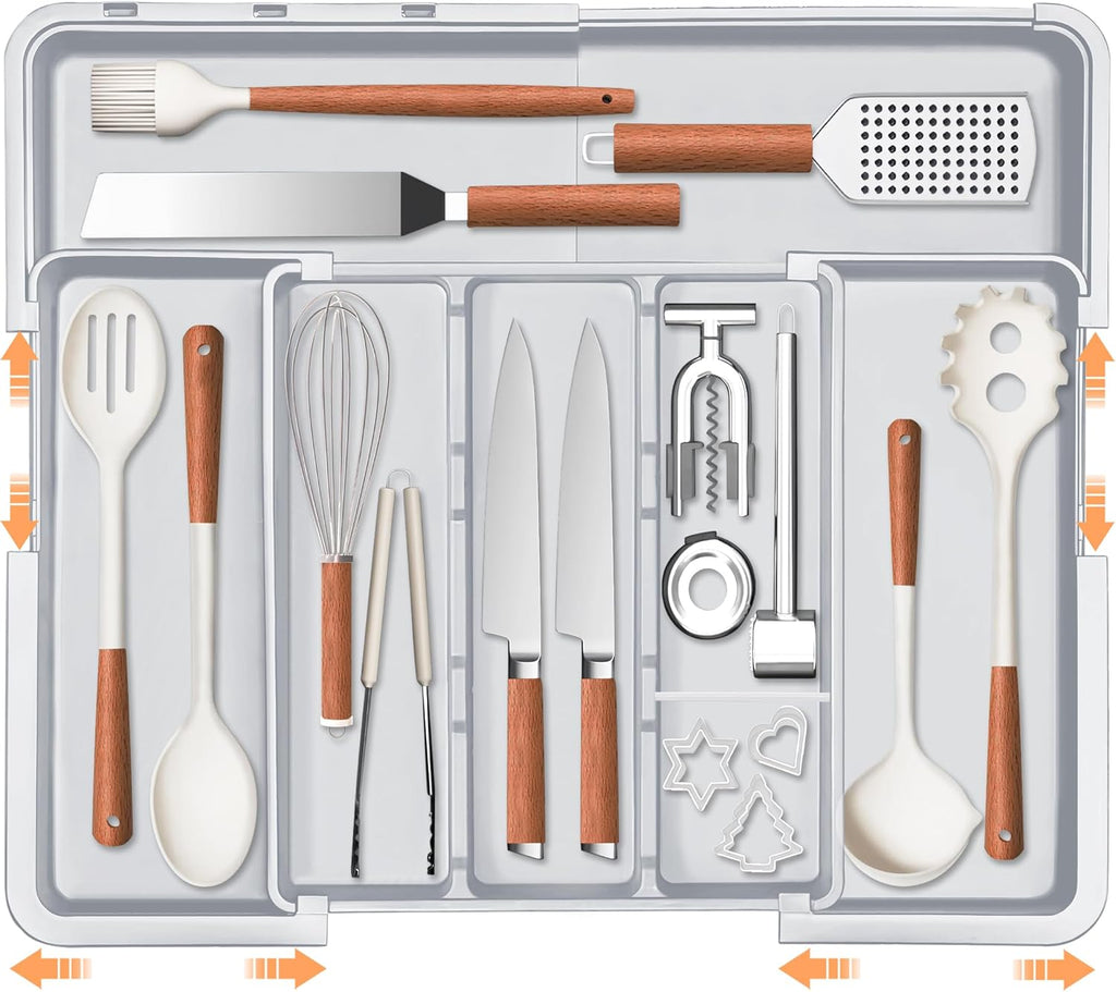 Large Kitchen Utensil Drawer Organizer Expandable Silverware Tray