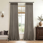 Pinch Pleated Linen Curtains 90 Inches Long Semi Sheer 2 Panels Natural