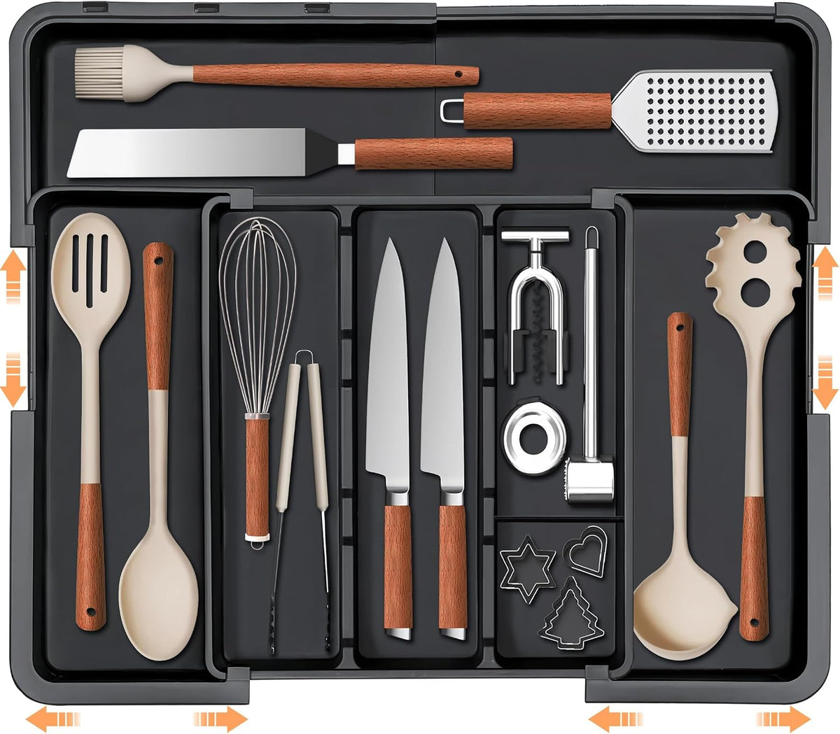 Large Kitchen Utensil Drawer Organizer Expandable Silverware Tray