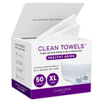 Sensitive Skin Clean Towels® XL, Ultra-Soft Disposable Face Dry Wipes Infused with Aloe & Glycerin, XL - 1 Pack (50 Count)
