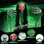 3 Pack Halloween Hanging Skeleton Ghost Decorations with Light up Red Eyes