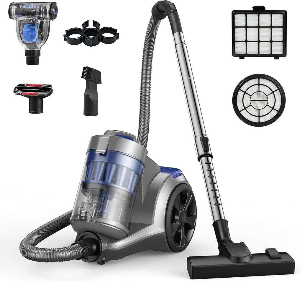 1700W Canister Vacuum, 45Kpa Bagless Vacuum Cleaner for Home