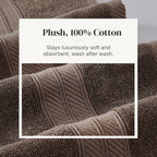 6 Piece Bath Towel Set – Bathroom Set with 2 Bath Towels, 2 Hand Towels, and 2 Wash Cloths – 100% Cotton, Super Absorbent & Extra Soft – Reversible Botanical Vine (Taupe Brown)