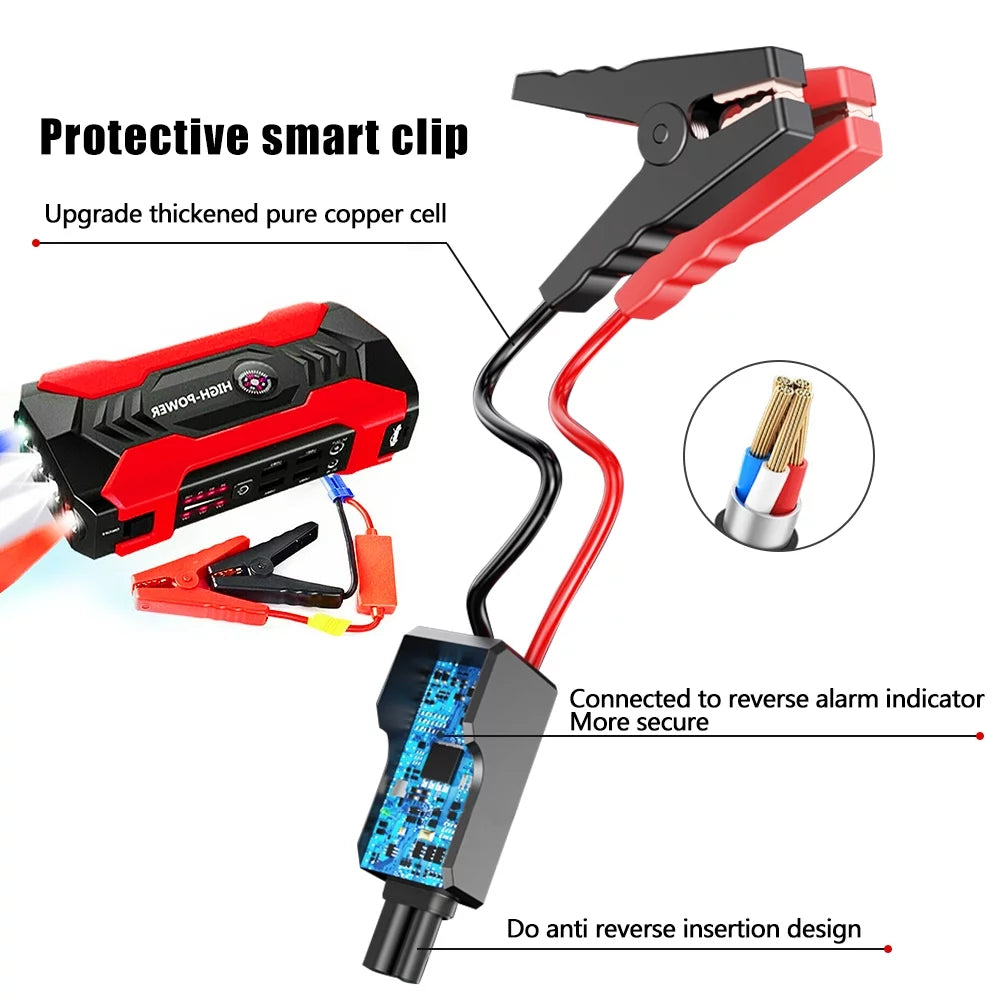 Power Up Your Adventures: 28000mAh 600A Portable Car Jump Starter with LED Flashlight