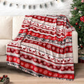 Christmas Reindeer Snowflake Throw Blanket, Red Winter Fleece 50X60