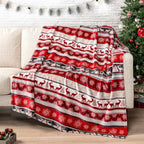 Christmas Reindeer Snowflake Throw Blanket, Red Winter Fleece 50X60