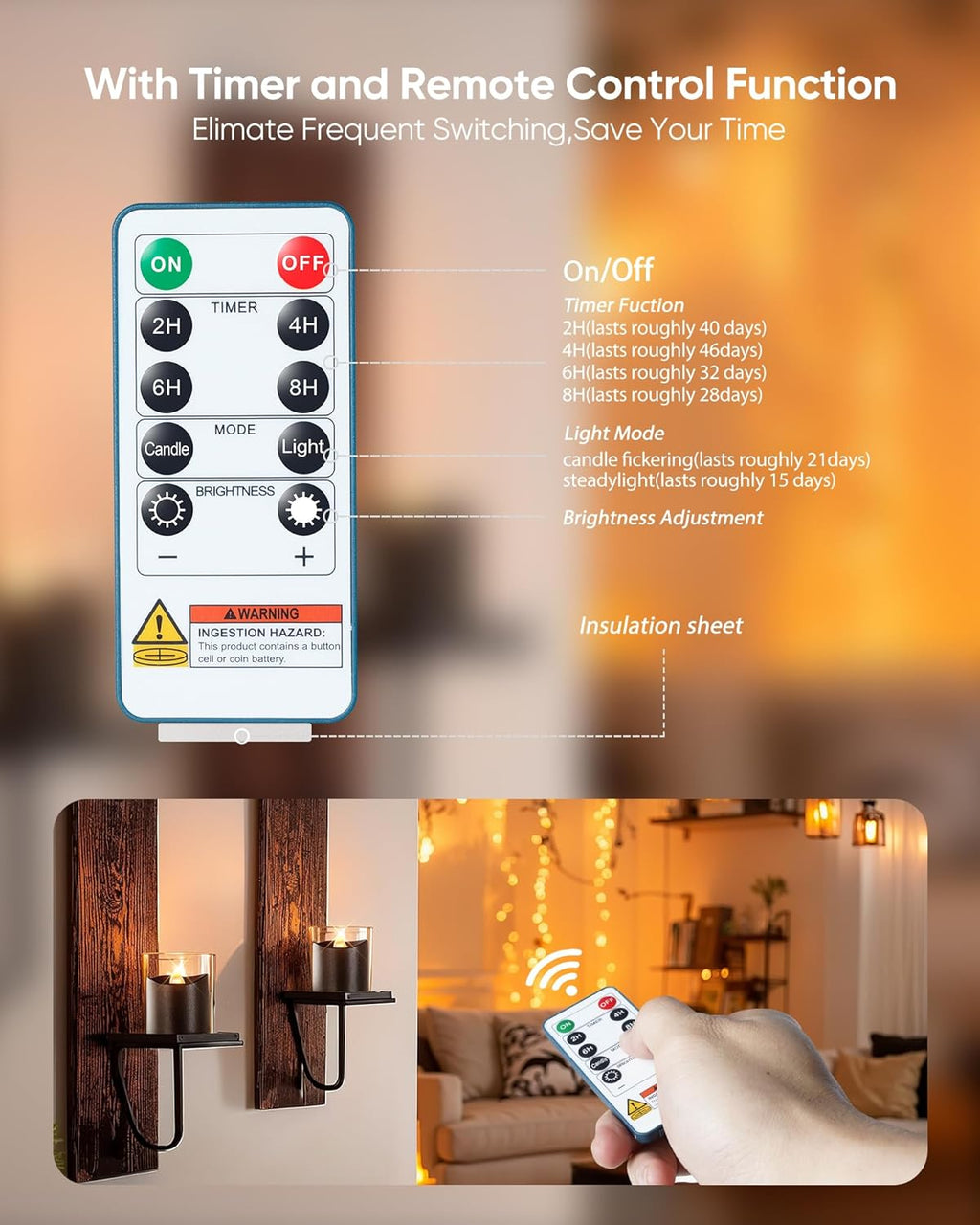 Black Flameless LED Votive Tealight Candles & Timer Remote, 12Pack