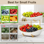 Fruit Bowl for Kitchen Counter - 2 Tier Ceramic Fruit Basket, Fruit Holder for Fresh Fruit & Veggies, Modern Tiered Fruit Platter Serving Trays for Party
