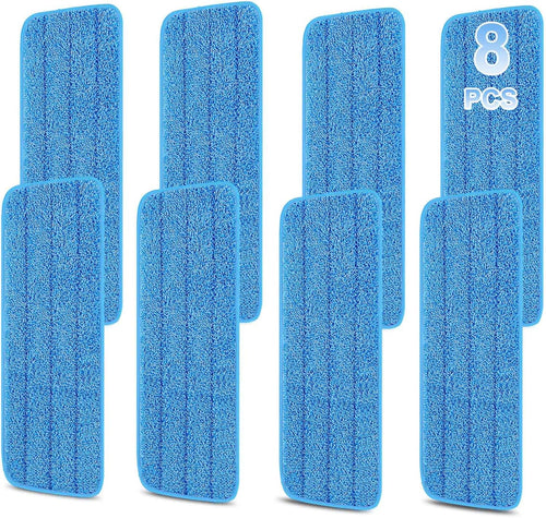 8 Pack 16.5 Inch Reusable Mop Pads Microfiber Spray Mop Replacement Heads for Wet/Dry Mops Compatible with Bona Floor Care System