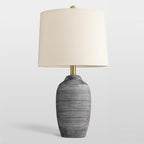 24.5" Ceramic Rustic Lamp for Living Room with Pre-Attached Shade