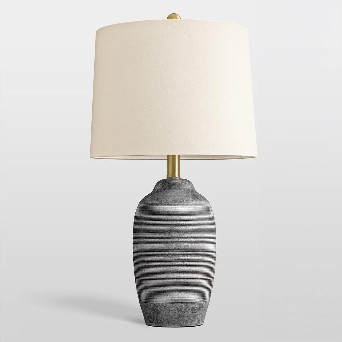 24.5" Ceramic Rustic Lamp for Living Room with Pre-Attached Shade