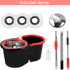 Spin Mop and Bucket with Wringer Set, 360° Spinning Mop Bucket System with 3 Microfiber Mop Replacement Heads Refills, 61" Stainless Steel Extended Handle for Floor Cleaning Home Office(20Qt)