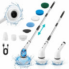 Durable Wireless Electric Spin Scrubber with Charging Station, Powerful Motor, IPX7 Wet-Safe Full-Body Moisture Resistance, 4 Replaceable Heads, 3 Adjustable Extension Rods, Dual-Speed Control, Handle, for Bathroom & Specialty Kitchen Home Essentials