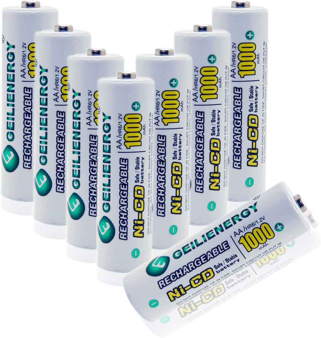 Solar Light AA Ni-Cd 1000Mah Rechargable Batteries,Aa Rechargeable Batteries for Solar Lights Solar Lamp(Pack of 8)
