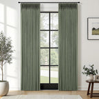 Pinch Pleated Linen Curtains 90 Inches Long Semi Sheer 2 Panels Natural