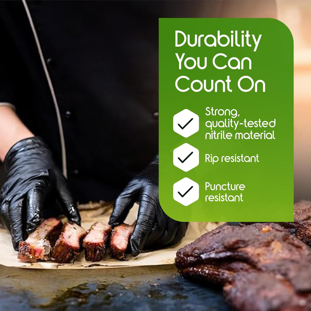 Black Nitrile Gloves HEAVY DUTY 6 Mil Nitrile Chemical Resistant Medical Cooking Cleaning Disposable Black Gloves
