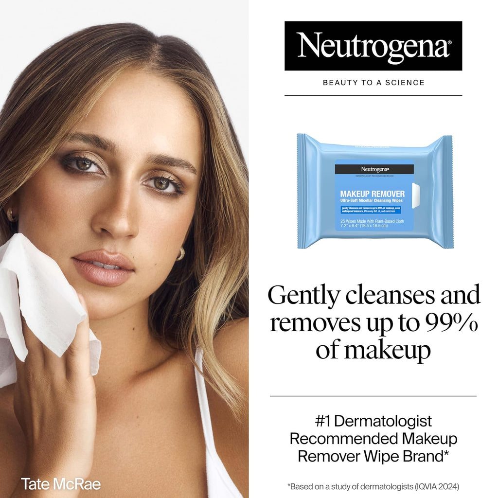 Makeup Remover Micellar Wipes, 2 Pack of 25 Ct