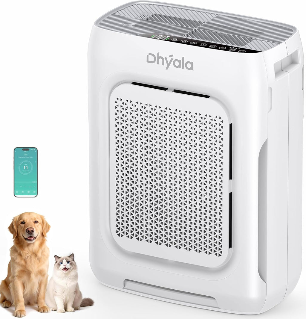 Air Purifier for Home Bedroom Large Room up to 3000Ft², HEPA Air Purifier with Washable Double-Sided Filters, Smart Wifi, AQI Display, Air Cleaner for Pets, Dust, Pollen, 15Db Sleep Mode, Fragrance