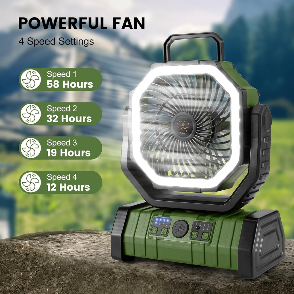 30000Mah Camping Fan with LED Lantern, Rechargeable Battery Fan