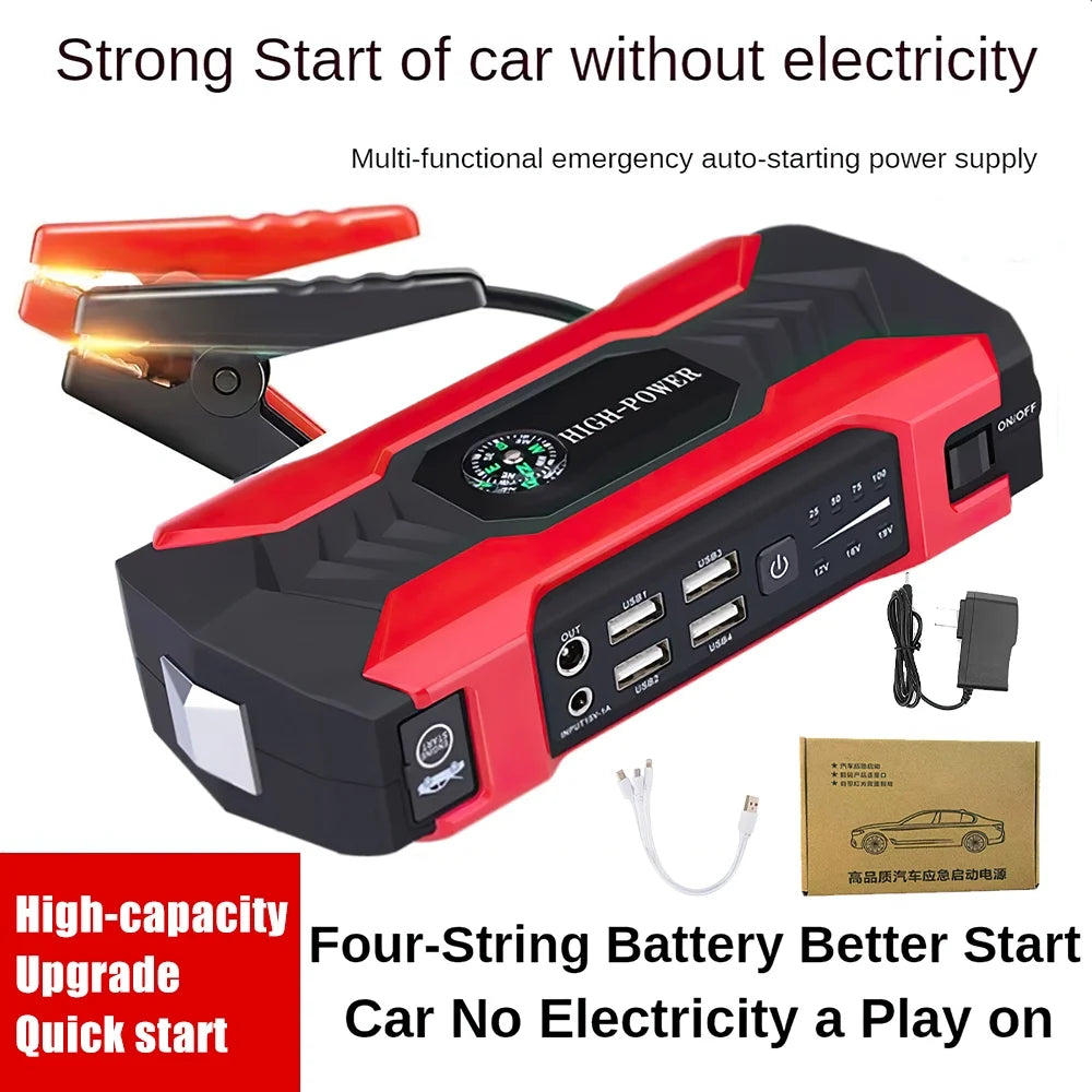 Power Up Your Adventures: 28000mAh 600A Portable Car Jump Starter with LED Flashlight