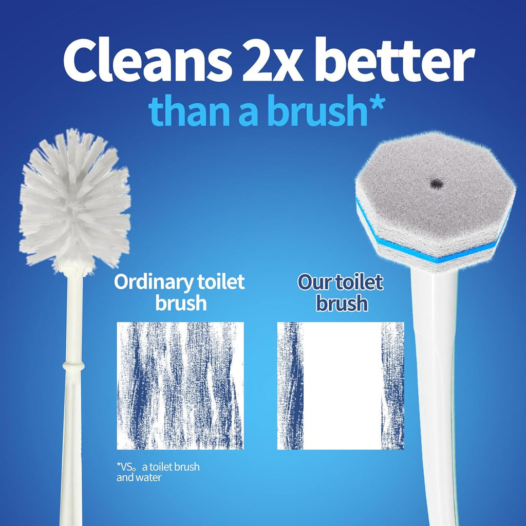 Disposable Toilet Brush Cleaning System, Two Sets of Wands and 60P Refills Pads Replacement Heads, Wall Mounted Toliet Stick Starter Kit Bathroom Maintenance, Toilet Bowl Cleaner Holder