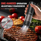 [Upgraded Larger Capacity] Electric Salt and Pepper Grinder Set with USB Charging Base, 95Ml Large Capacity, Adjustable Coarseness,Stainless Steel Automatic Pepper Mill (Upgraded Adjustmen Black)