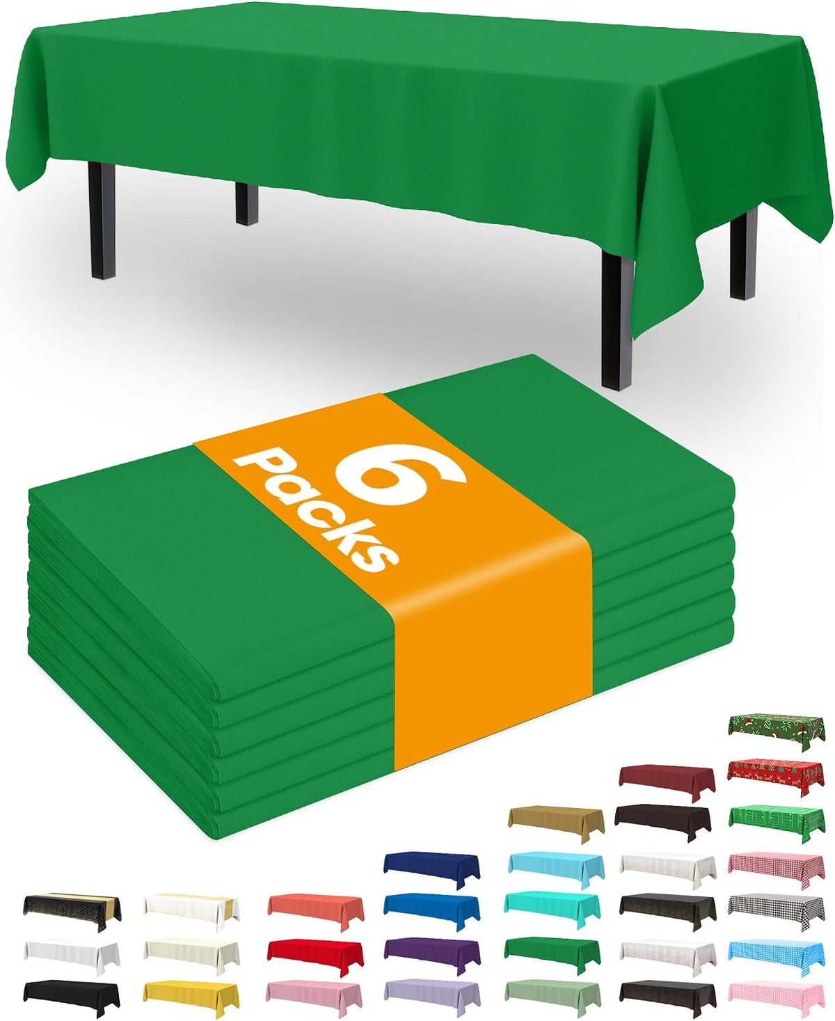 Thanksgiving Tablecloths 6 Pack, 54 X 108 Inch, Pumpkin Harvest