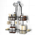 Adjustable Aluminum Shower Caddy Hanging for Handheld Showerhead, Silver