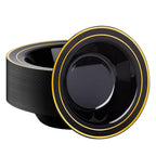 50 Pack Plastic Bowls with Gold Rim