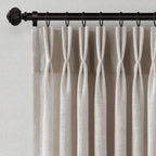 Pinch Pleated Linen Curtains 90 Inches Long Semi Sheer 2 Panels Natural
