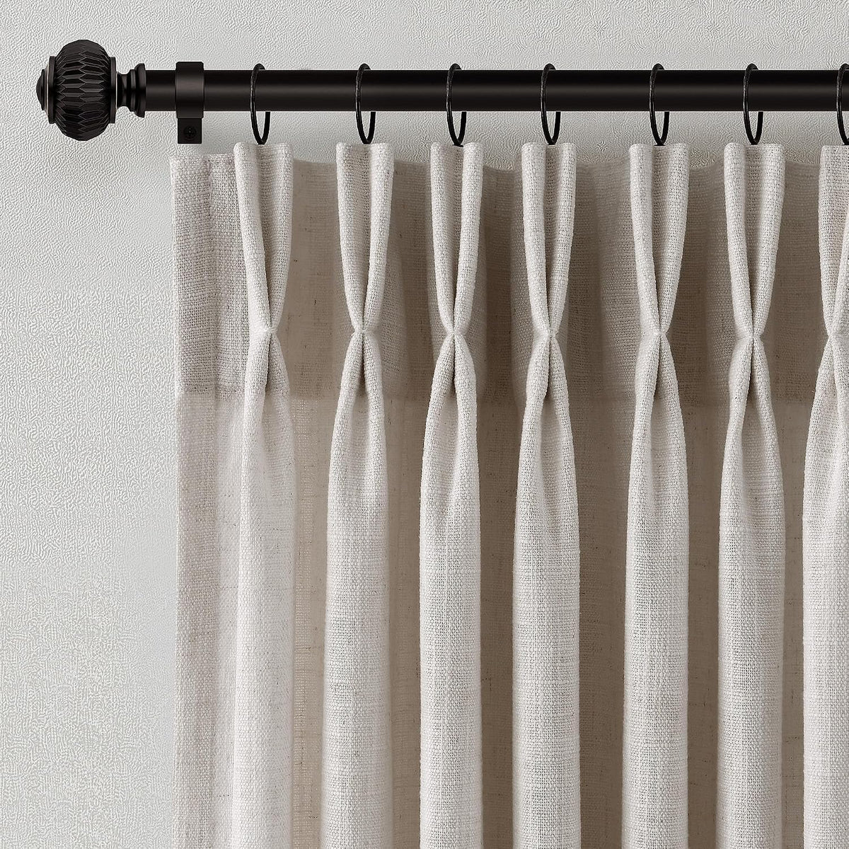 Pinch Pleated Linen Curtains 90 Inches Long Semi Sheer 2 Panels Natural