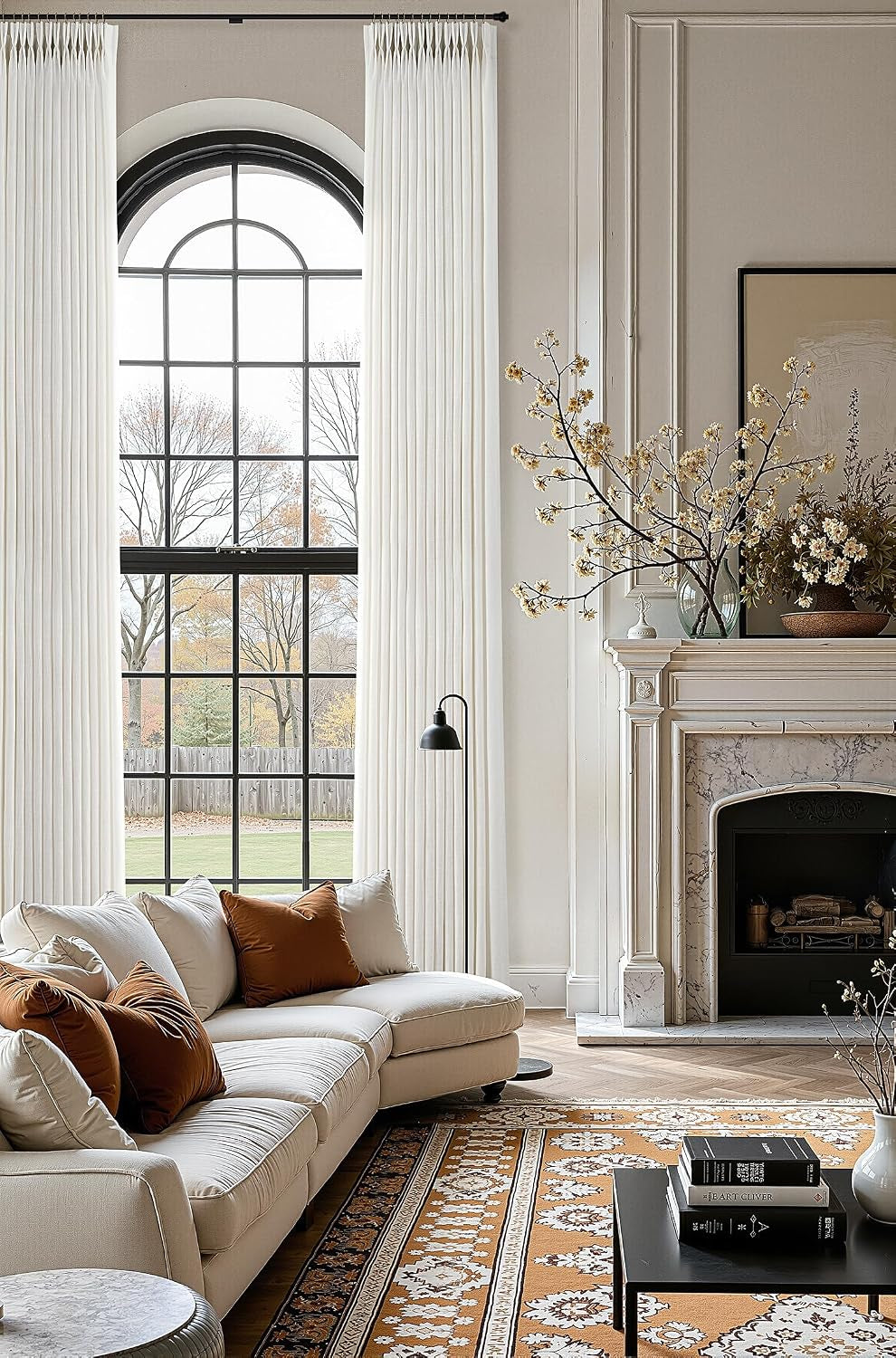 Pinch Pleated Linen Curtains 90 Inches Long Semi Sheer 2 Panels Natural